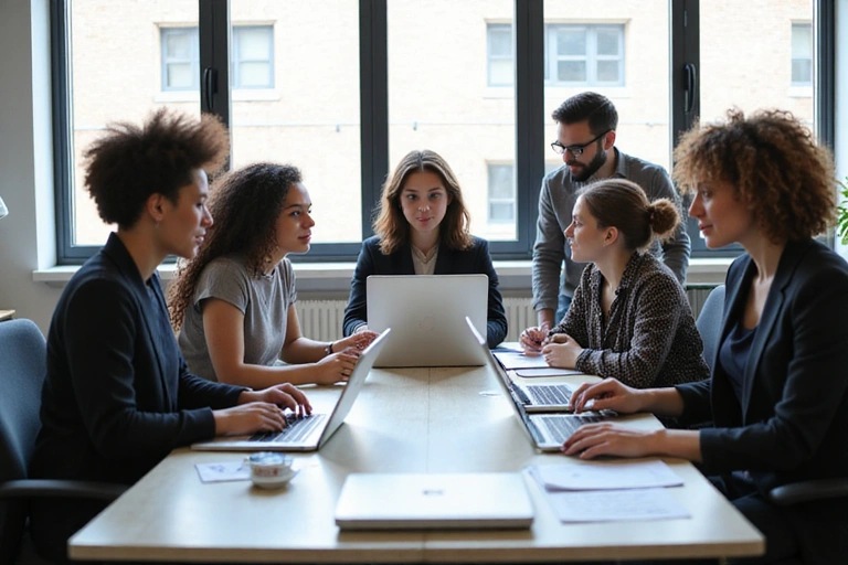 Collaborative team meeting at BizCode Solutions