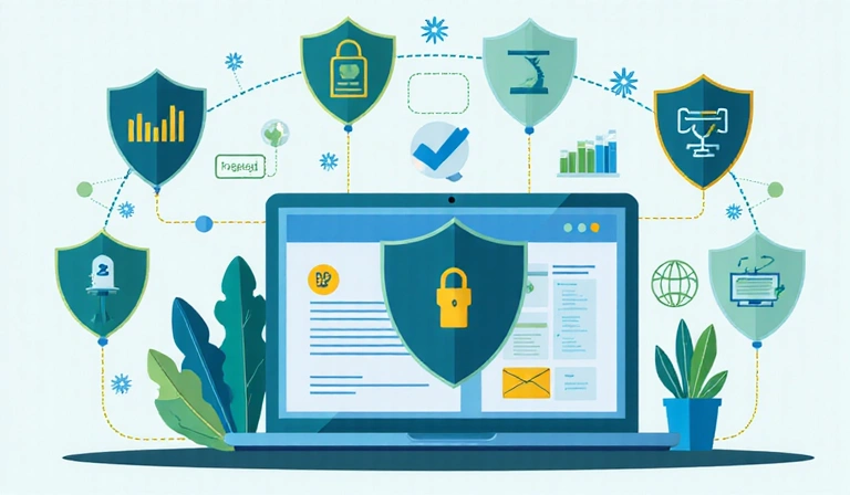 Data security illustration showing protected digital information