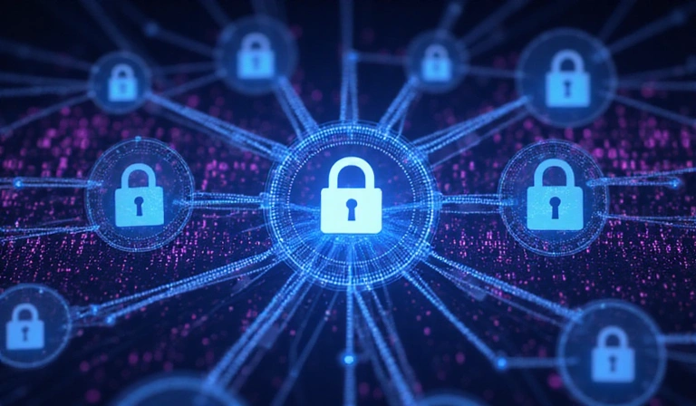 Illustration of data encryption and security protocols