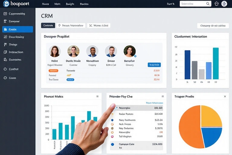 CRM system dashboard showing customer interactions